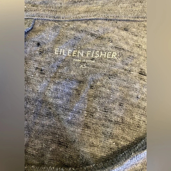 Eileen Fisher Gray Linen Swing Top Tee - Picture 4 of 7